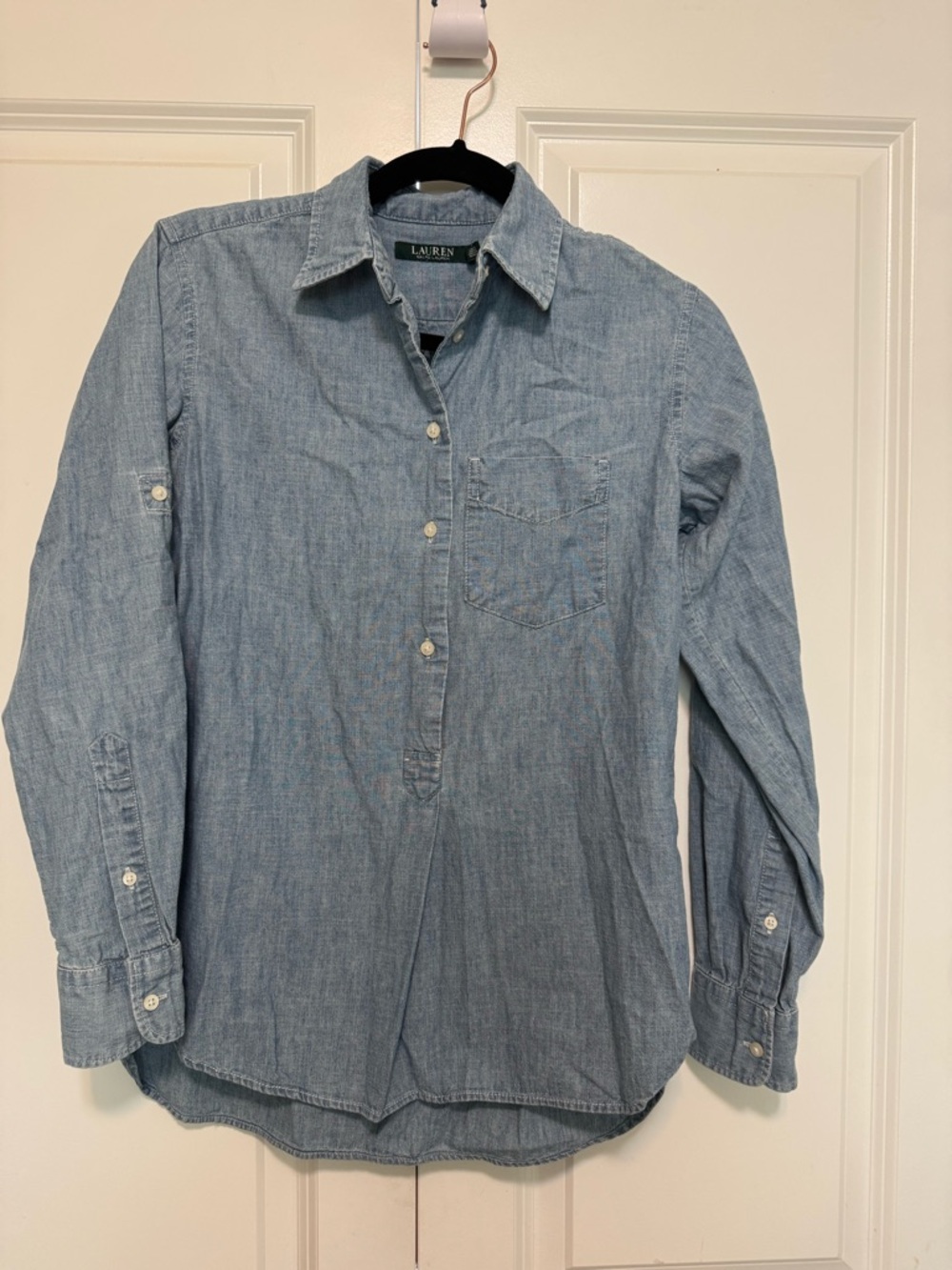 Ralph Lauren Light Blue Denim-Style Button Pullover Shirt